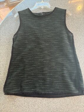 Banana Republic Sleeveless Knit Tank - Black with Dark Grey Stripe